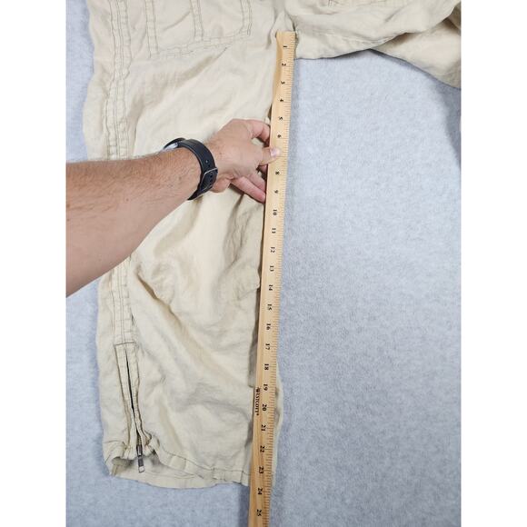 Tommy Hilfiger Sz 10 Y2k Tan 100% Linen Crop Tie Waist‎ Low Rise Zip Leg Pants - Picture 14 of 16